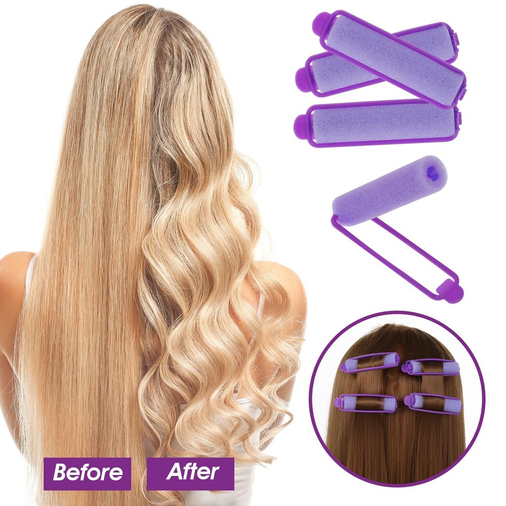 56Pcs Sponge Rollers Set Self-Grip Heatless Foam Curlers for Long Medium & Sh...