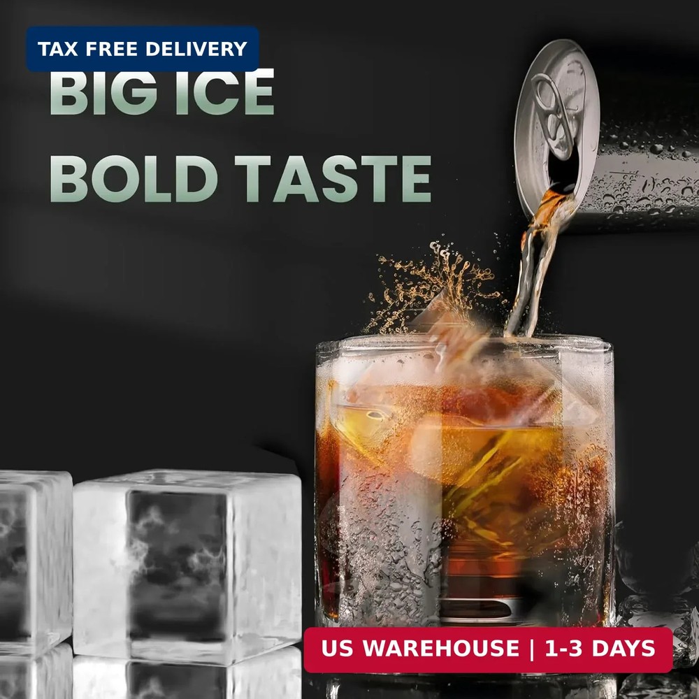 Silicone Ice Cube Tray 2-Pack, Large Ice Cube Molds for Whiskey, 2-Inch Big Squa