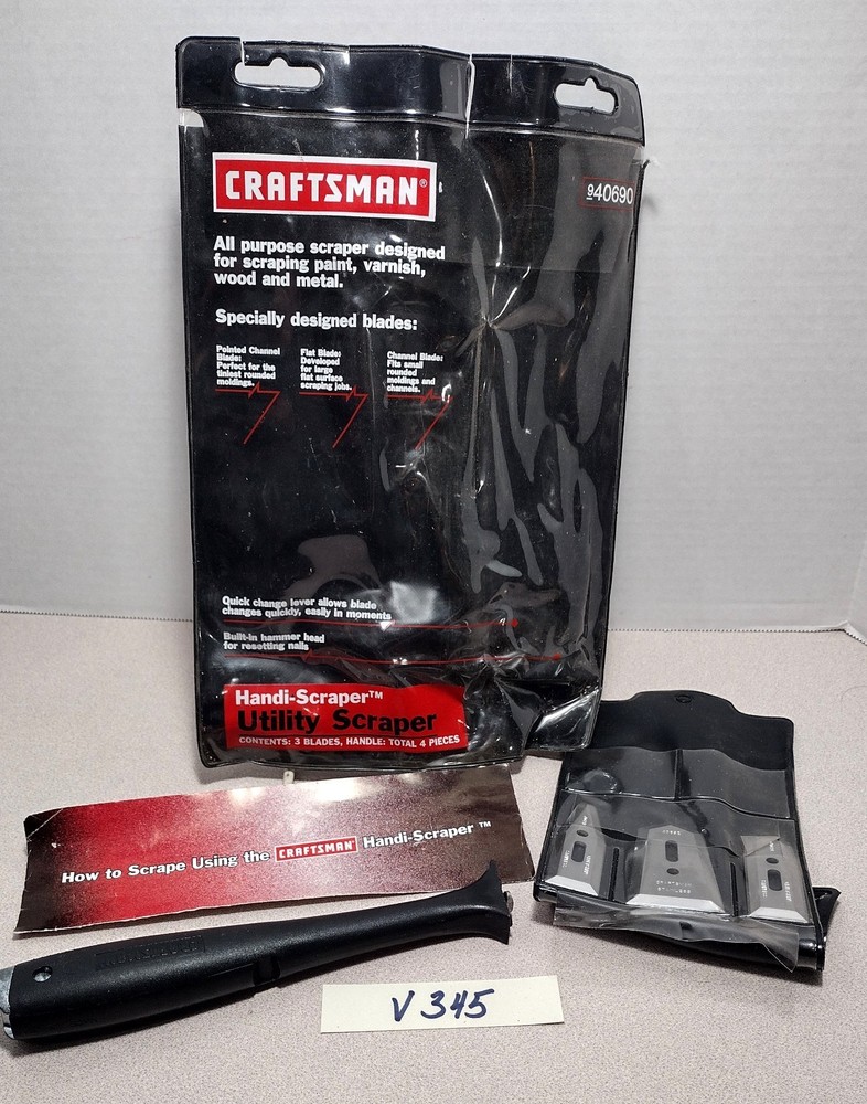 Craftsman Handi-Scraper 940690 Utility Scraper Handle, 3 Blades & Instructions (