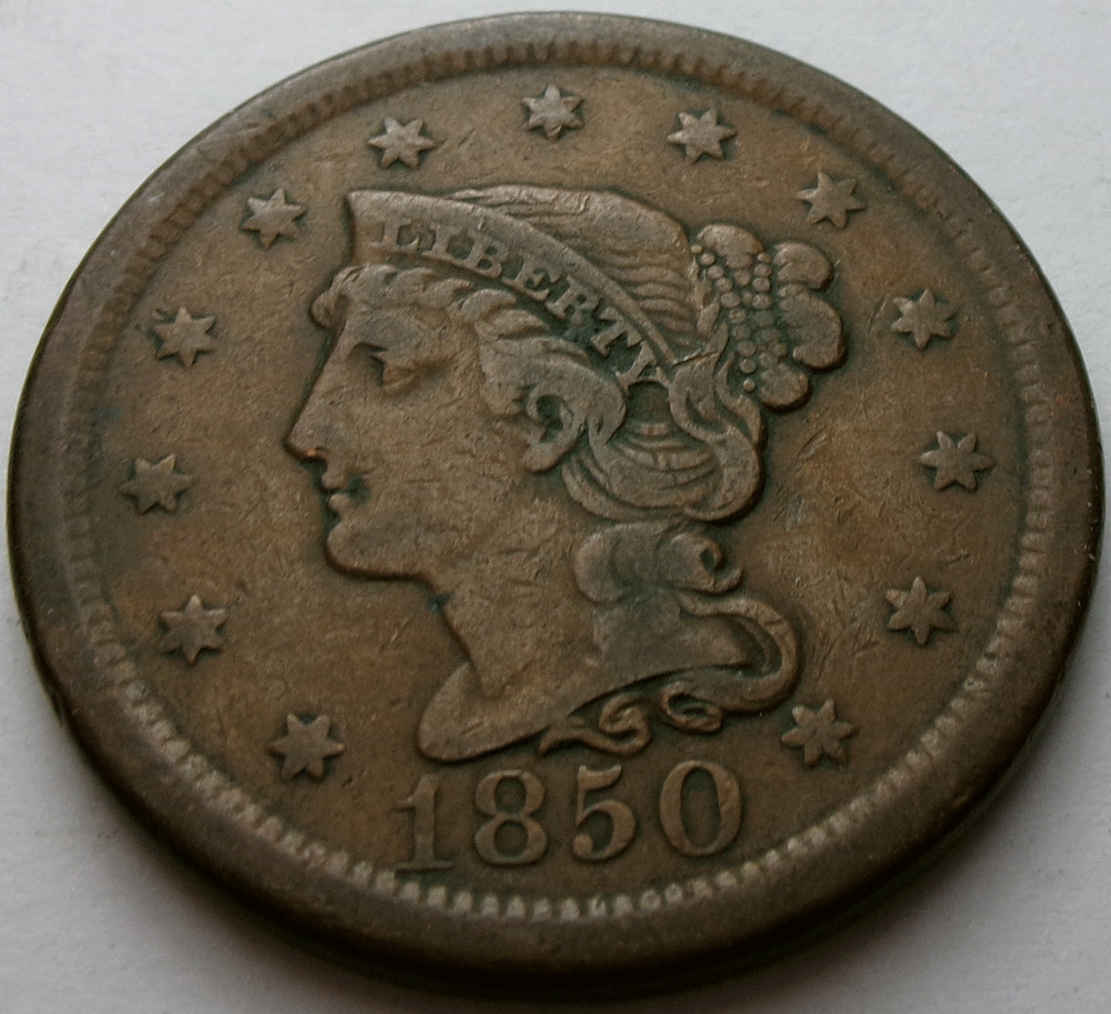 1850 Braided Hair Large Cent