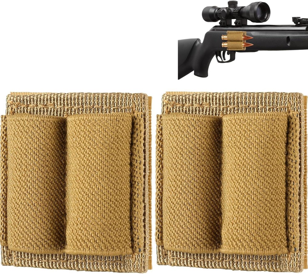 2X Tactical Patch 2 Round Ammo Holder Adhesive Cartridges Hook Loop Bullet Pouch