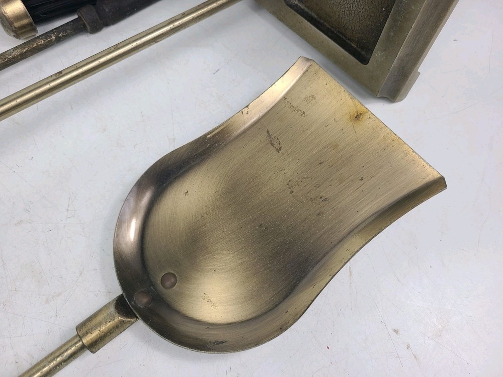 Vintage 4 Piece Brass Fireplace Tool Set