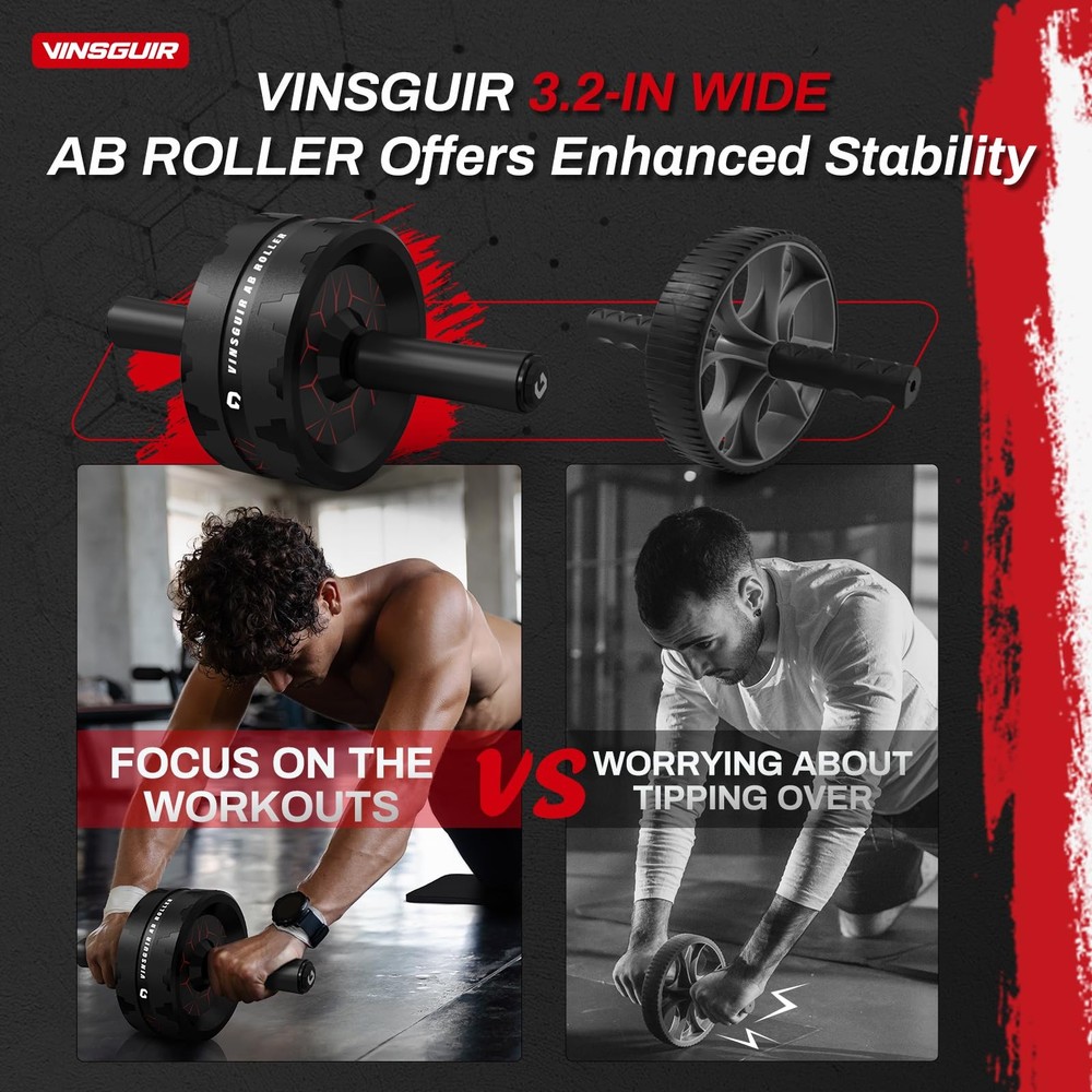 Vinsguir Ab Roller Wheel: Dual, Core Workout, Abs Exercise, with Knee Pad