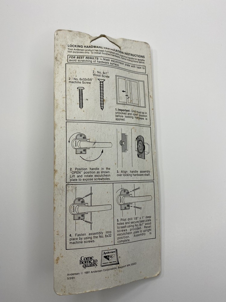 Andersen Perma Shield Gliding Window Lock Handle White New