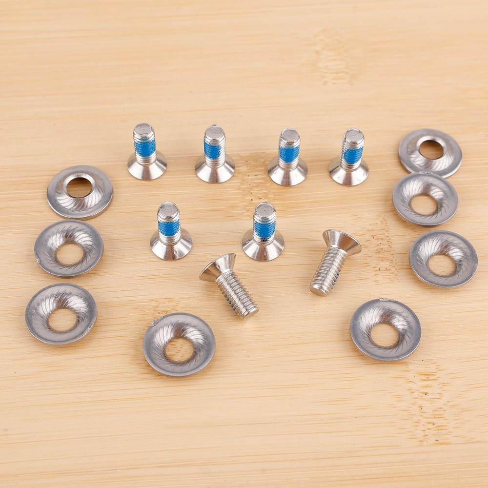Snowboard Binding Screw Set, Stainless Steel Medium, silver, blue