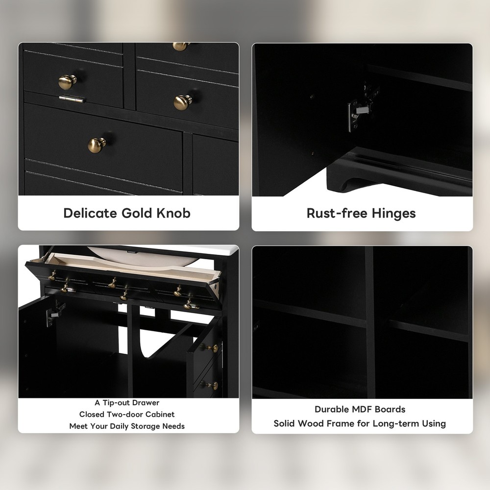 24" Bathroom Vanity with a Drawer & Two Soft-Closing Doors, Painted Modern Bathr