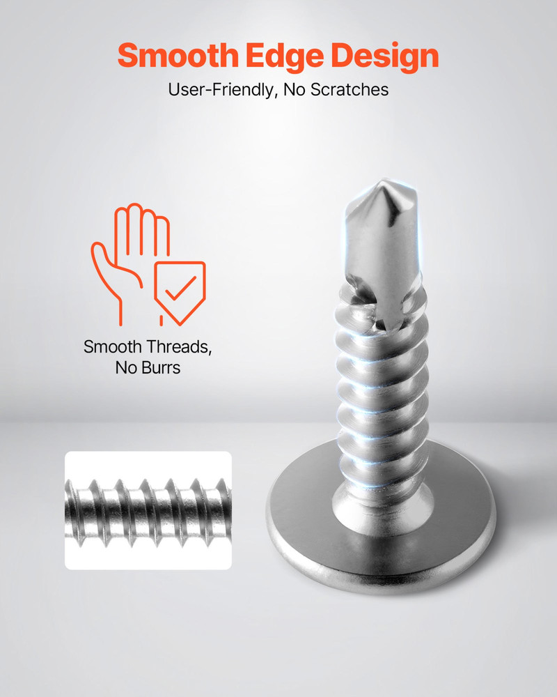 #8 Self Drilling Wood Screws, Silver