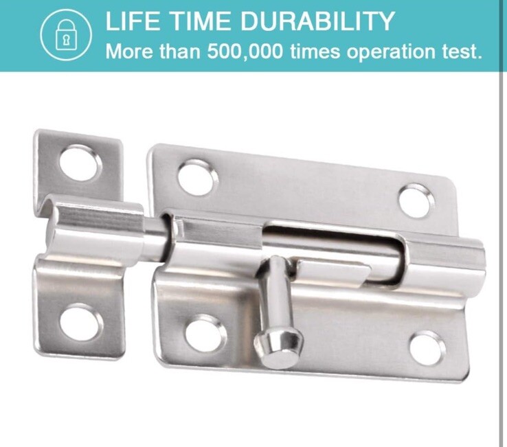 (2-Pk) Cranach Door Security Slide Latch Lock Silver 3" CRANACH3698