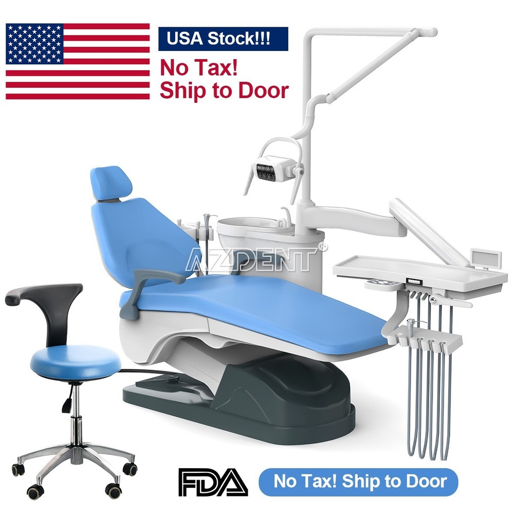 FDA Dental Unit Chair Computer Controlled DC Motor PU Hard Leather+Stool Kit