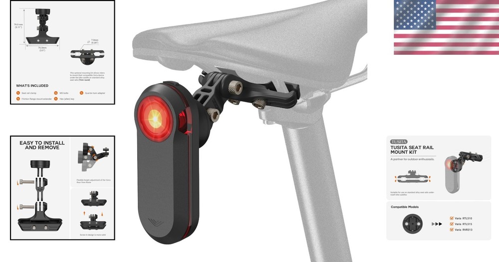 Durable Seat Rail Mount for Garmin Varia Tail Lights - Lightweight & Secure