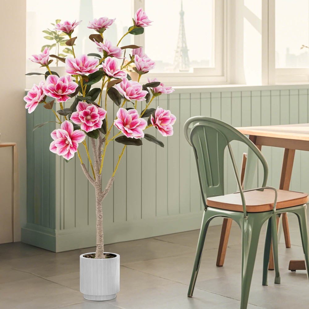 2PCS 51" Artificial Magnolia Tree w/ Elegant PEVA Leaves Multi-branch Trunks