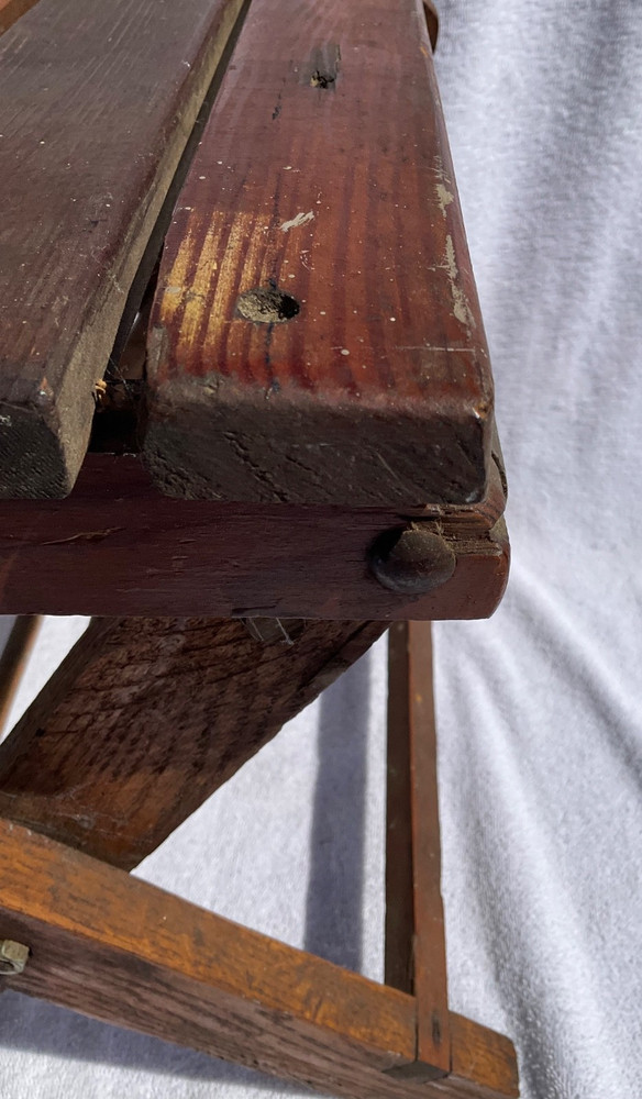 Vintage Folding Wooden Step Stool Seat