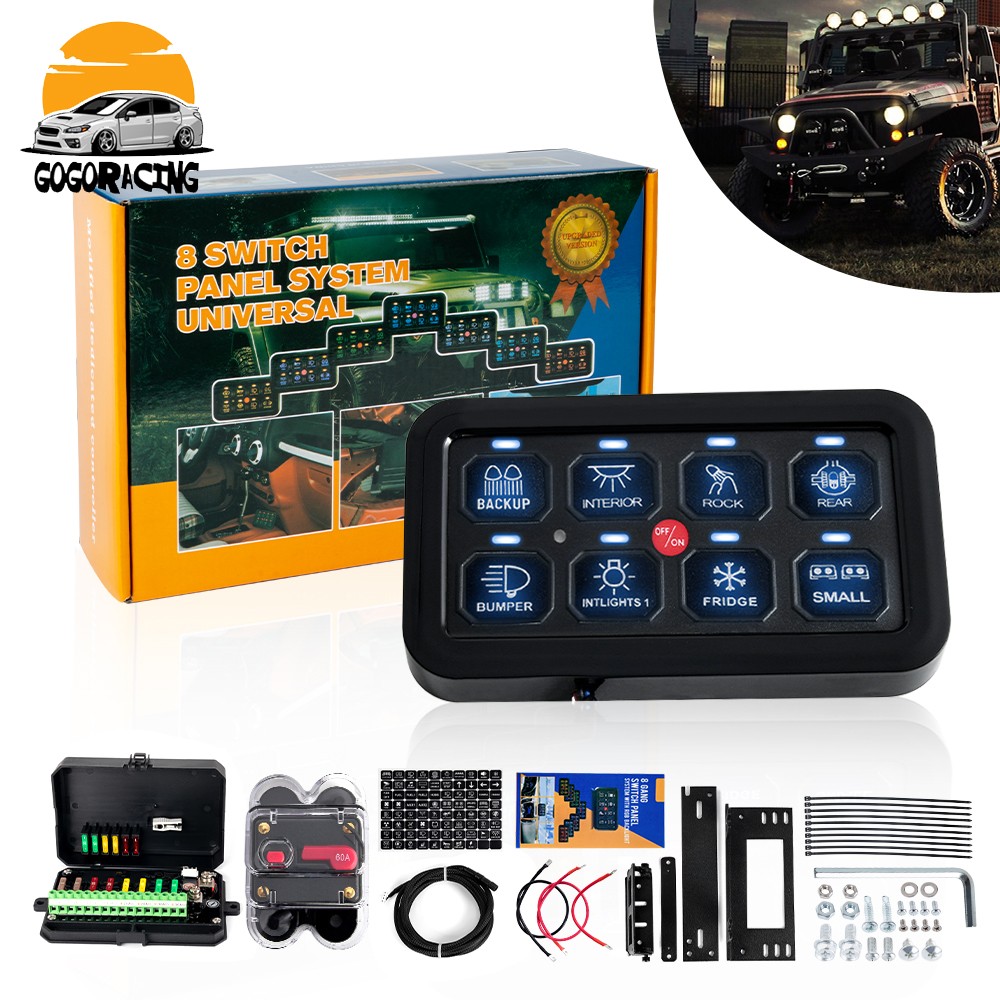 Universal 8 Gang Switch Panel On-Off LED Car Switch Panel Circuit Control 12/24V