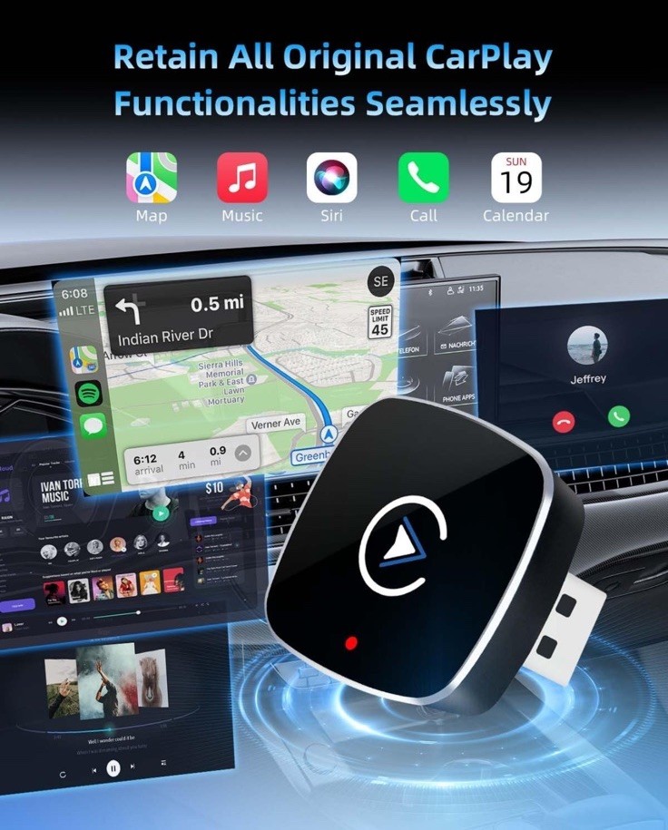 Wireless CarPlay & Android Auto Adapter A1 – Plug & Play – Open Box