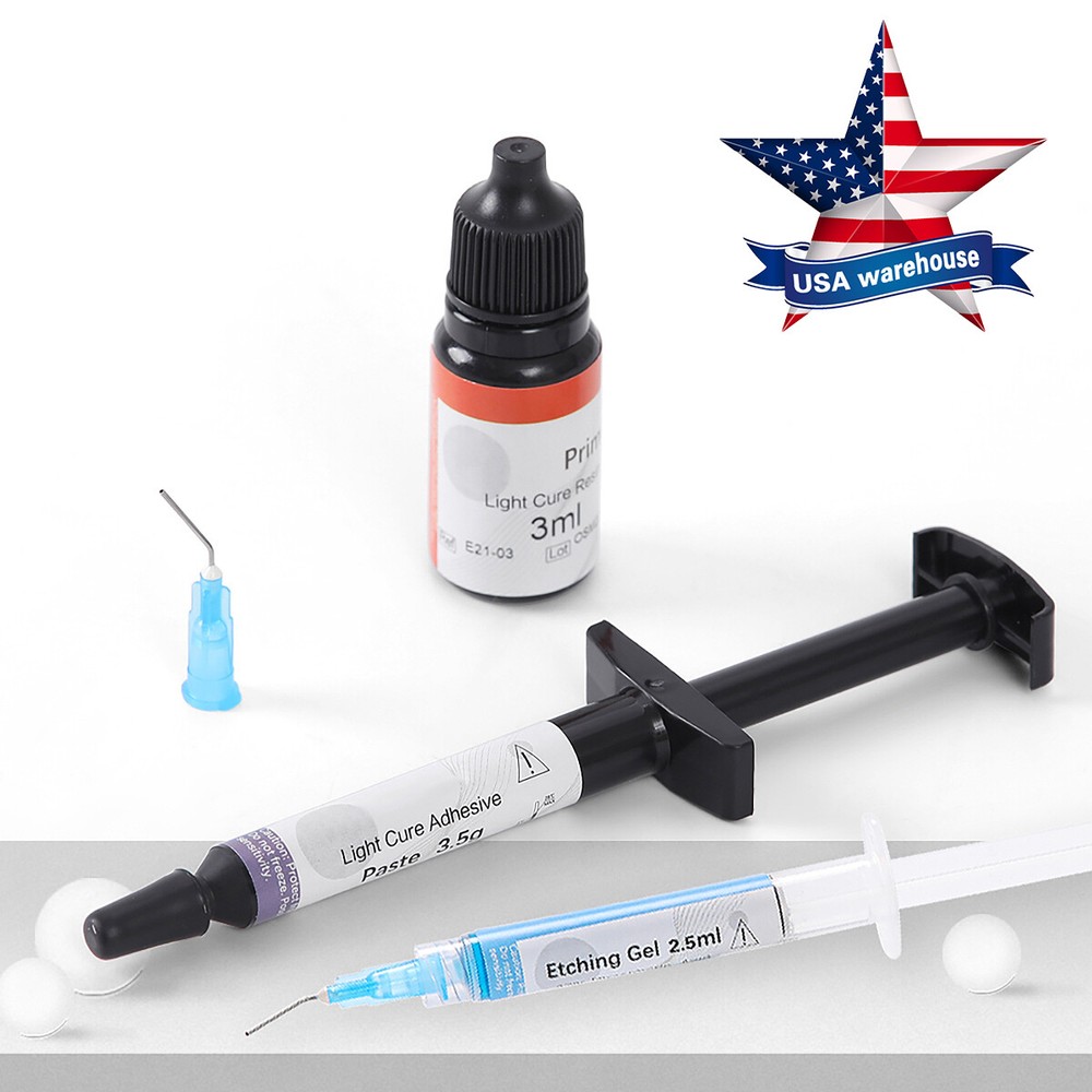 Dental Orthodontic Bonding System Light Cure Bracket Primer & Adhesive Brush Kit