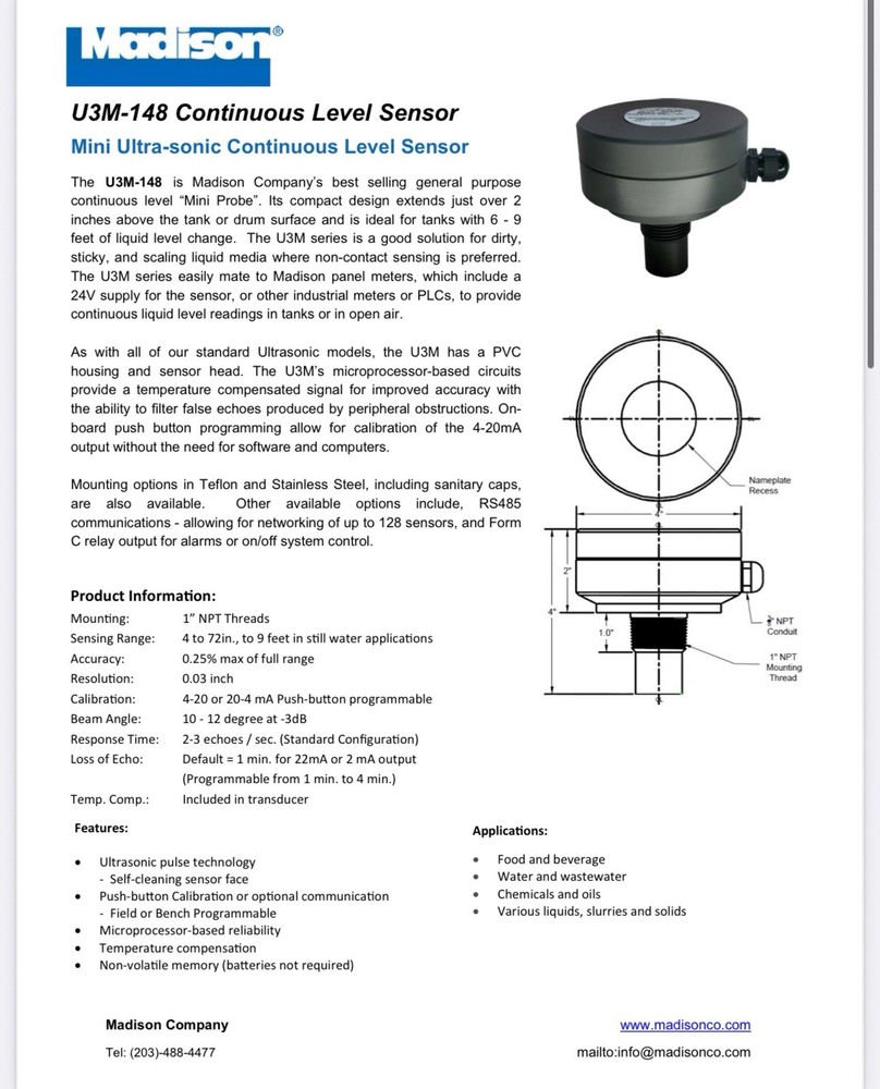 Madison U3M-148 Ultrasonic 24VDC Level Control, Measure