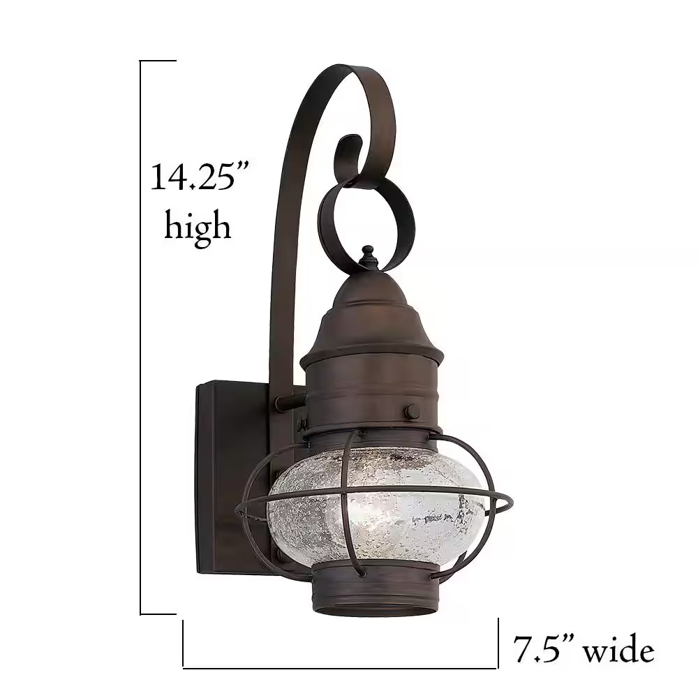 Nantucket Rustique 1-Light Outdoor Line Voltage Hardwired Porch Light Wall Sconc