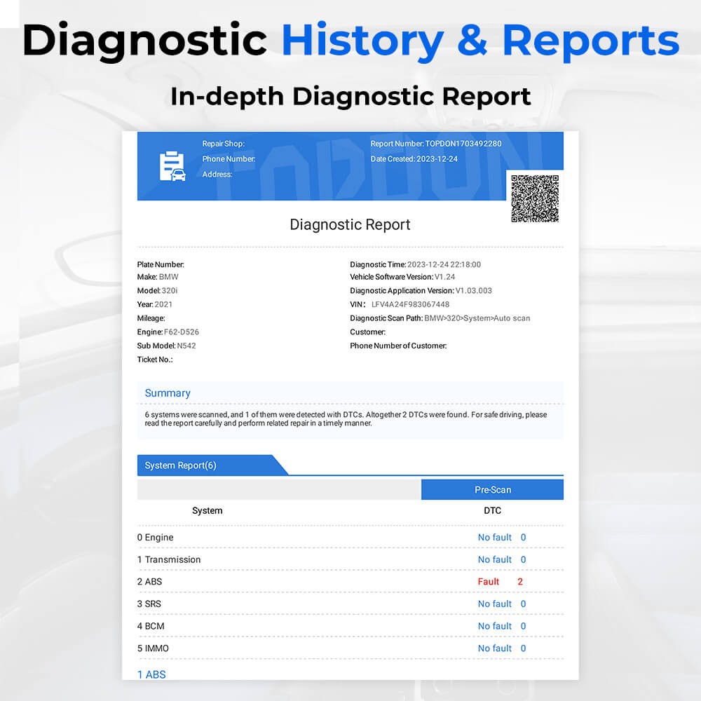 2025 TOPDON AD500 OBD2 Scanner Auto Diagnostic Tool Engine ABS SRS Code Reader