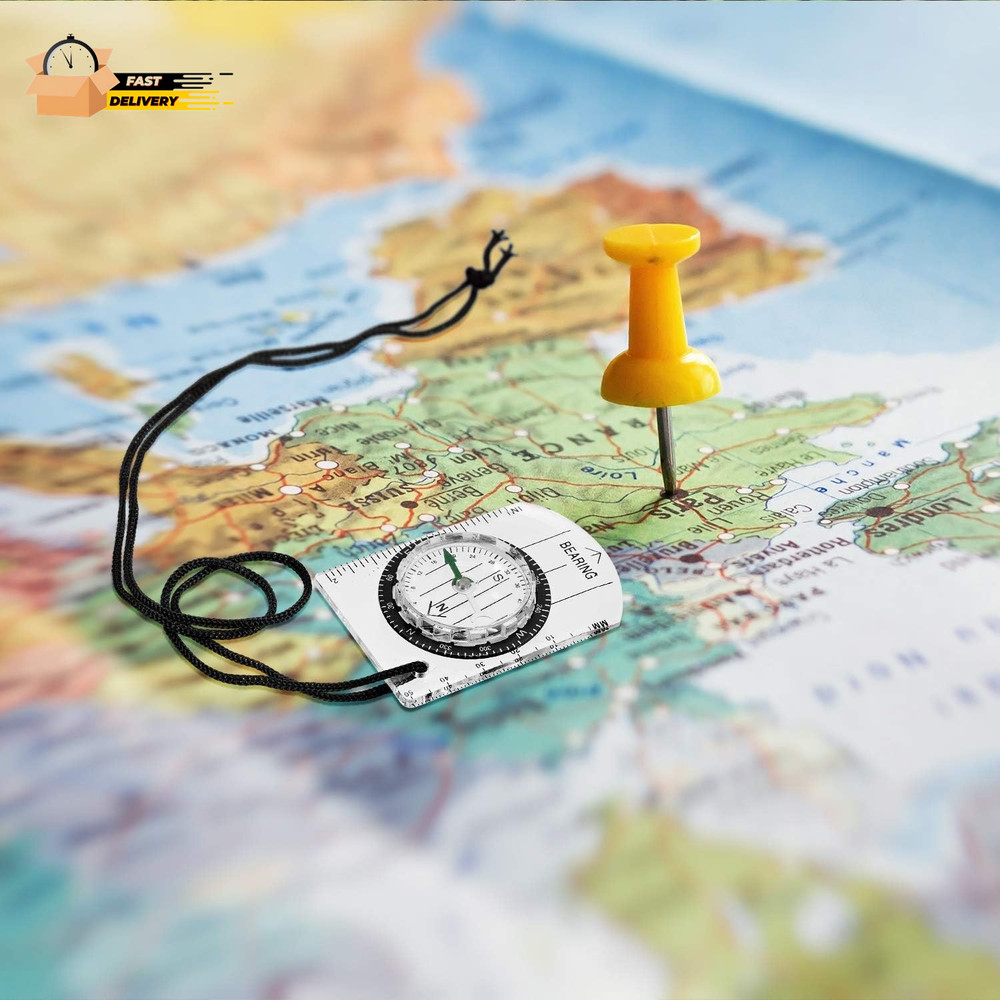 9 Pieces Orienteering Compass Hiking Backpacking Camping Compass Map Readi