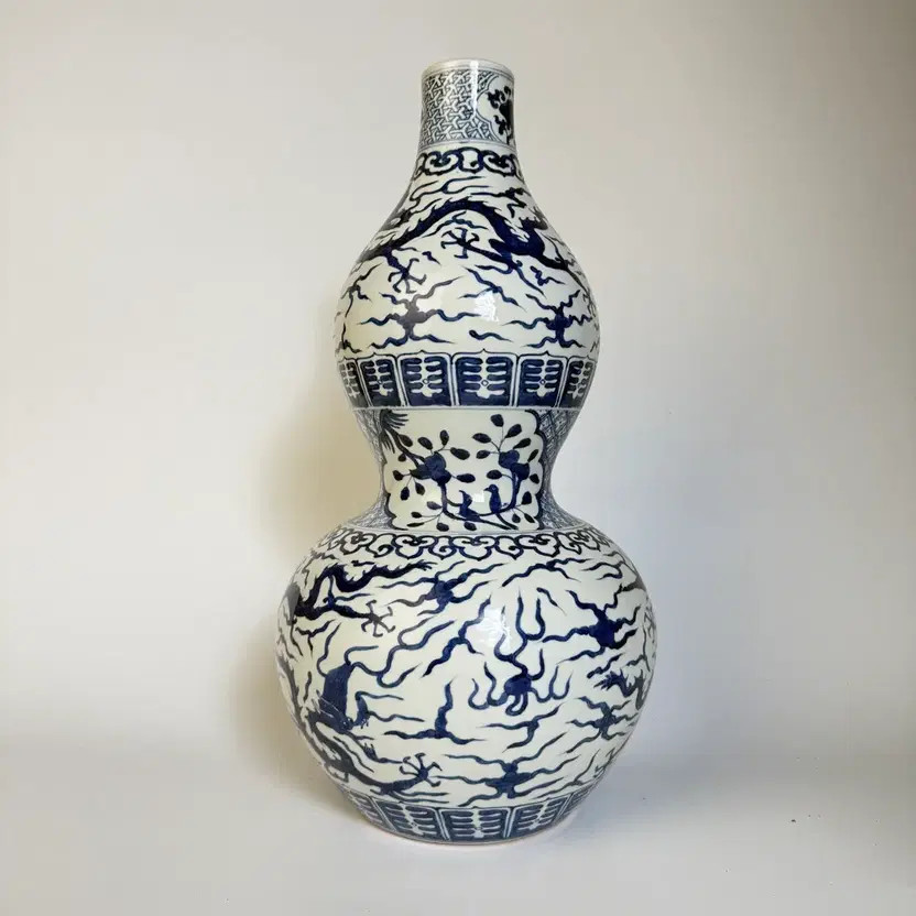 Blue-Glazed Incense Holder with Dragon Design - 42.5cm