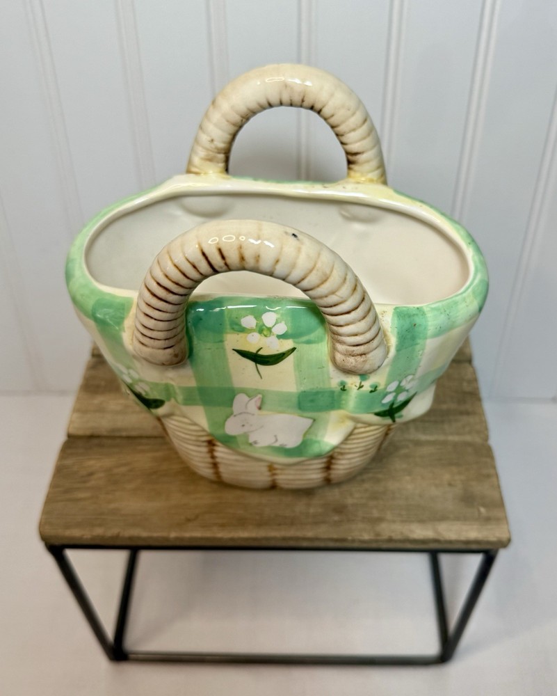Vintage Easter Bunny Spring 3D Basket & Box WCL Ceramic Set Cottagecore Tabletop