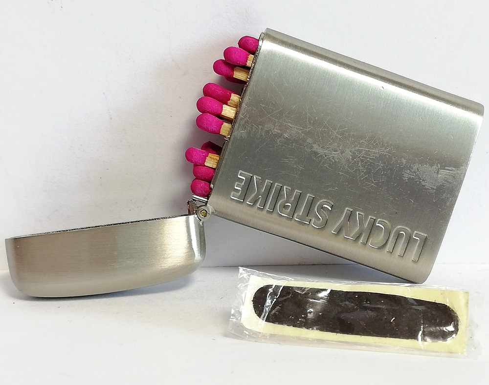 Lucky Strike Metal Match Case. Used