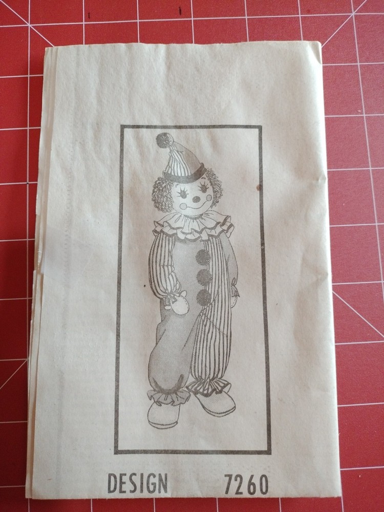 7260 Mail Order Pattern For 24" Clown Doll Uncut