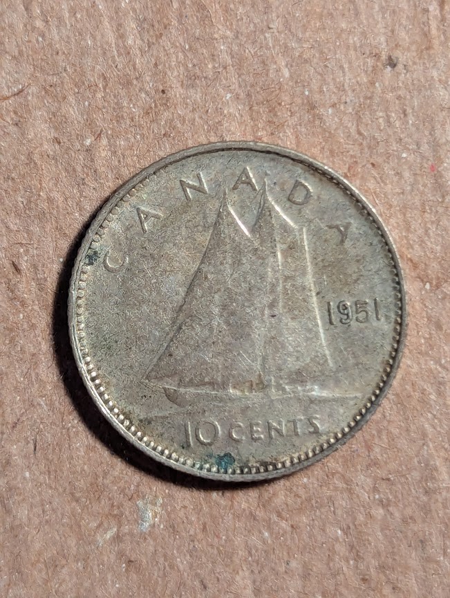 1951 Canada 10 Cents Silver
