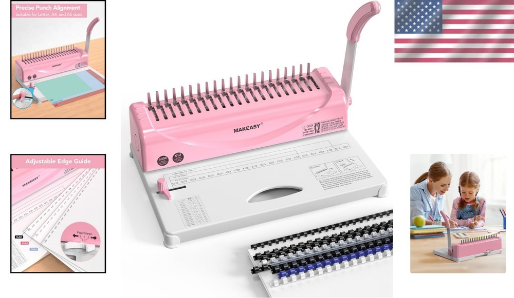 Efficient Comb Binding Machine for A4, A5, & Letter Size - 100 Spines Included