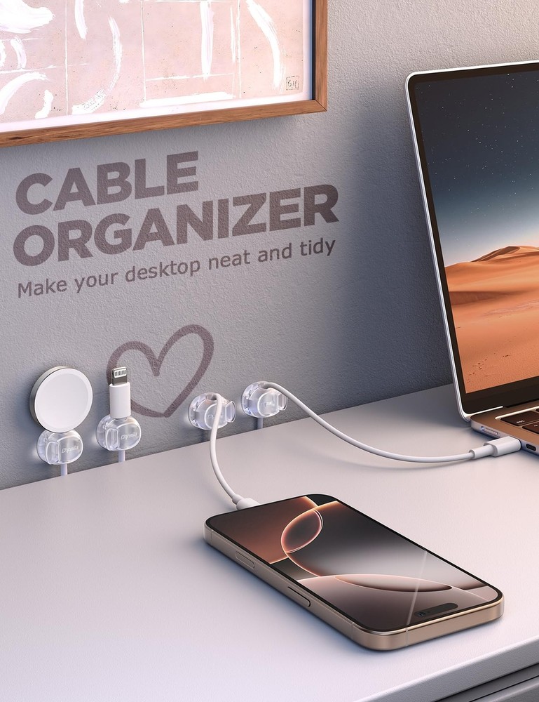 Cable Clips - Chfeila Latest Dual Spring Cord Organizer with Clasp Lock, 6Pac...