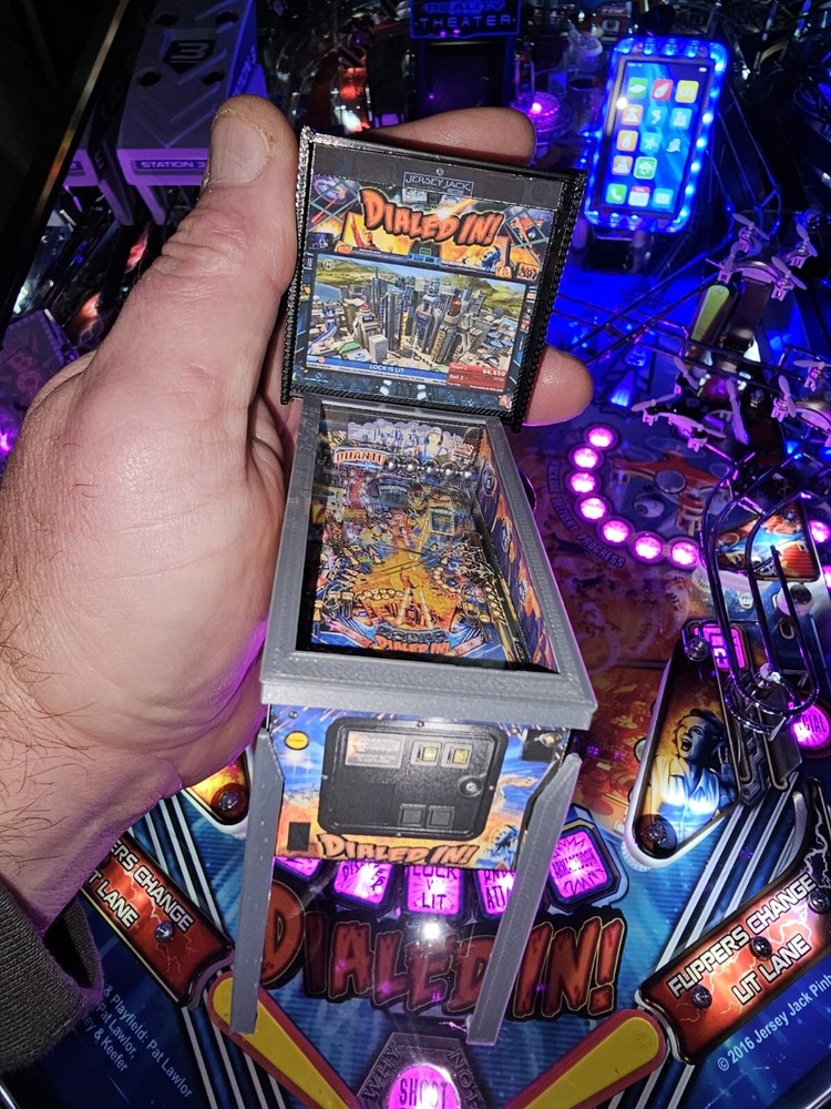 Miniature Replica “Dialed In” Pinball Machine Mini Scale Model, Keepsake, Trophy