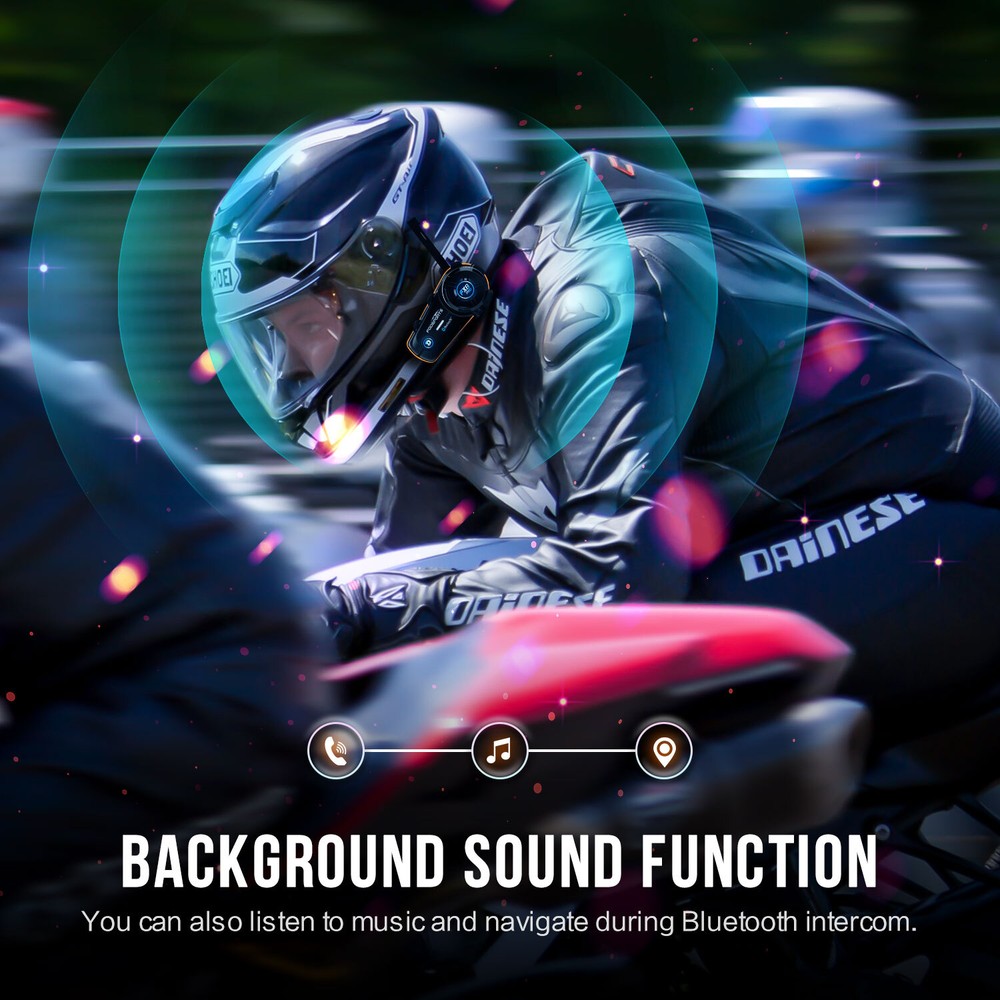 FX8 Pro Motorcycle Helmet Intercom Bluetooth Headset 8 Riders 1KM Communication
