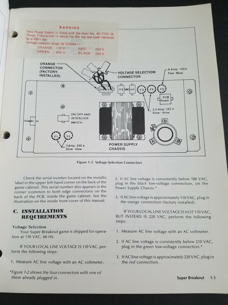 Original VINTAGE Atari Super Breakout Arcade Game Operation Manual (Complete)