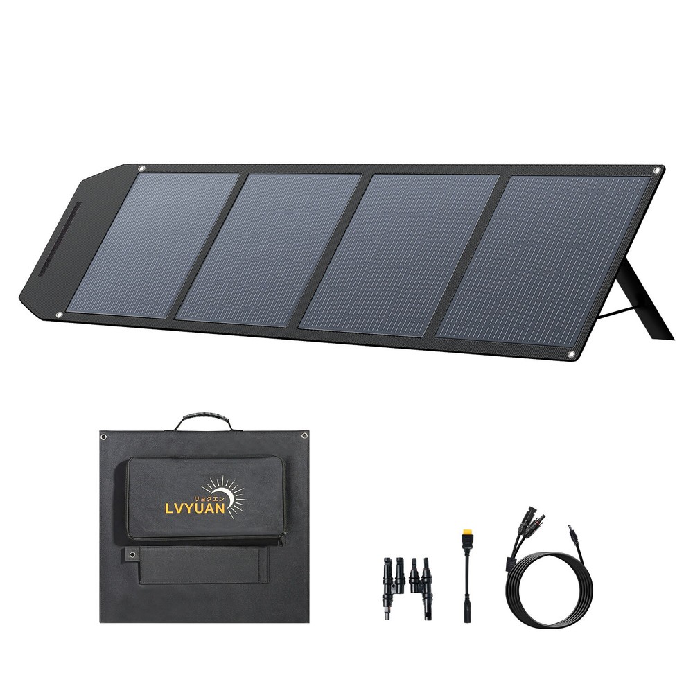 200W Solar Panel Foldable Solar Blanket Adjustable Kickstand for Outdoor RV