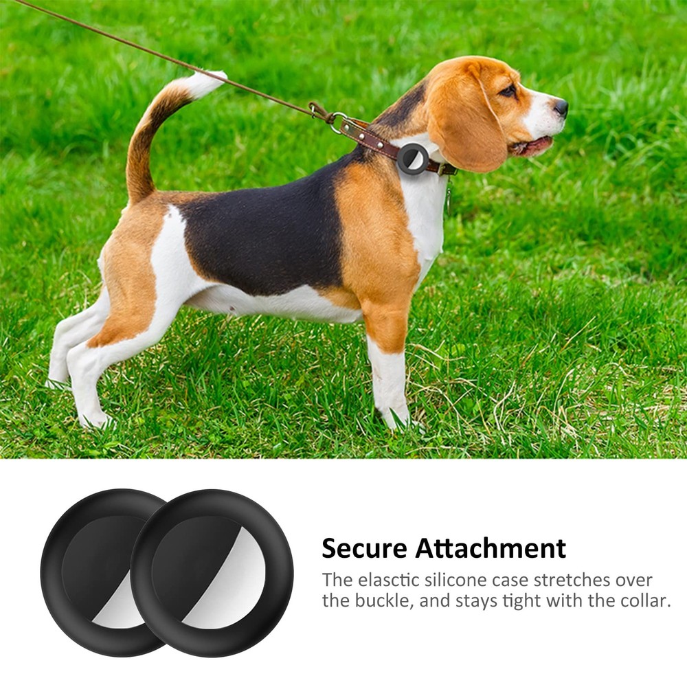 SimpleThings Air-tag Cat Collar Holder, Pet Silicone Protective Case 2 Black