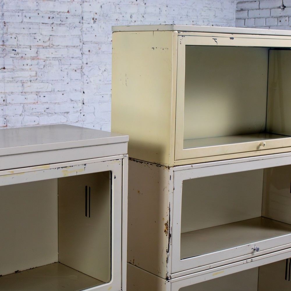 Industrial Rustic Pair Modular Stacking Barrister Bookcase by Globe-Wernicke