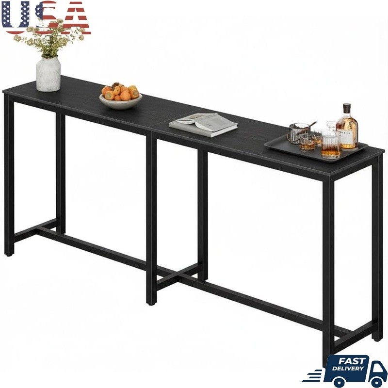 Narrow Space Saving Bar Table Metal Frame Kitchen Dining Breakfast Pub Table New