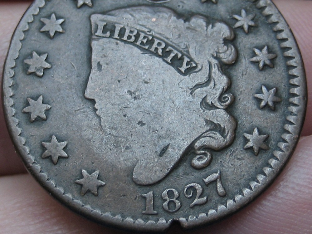 1827 Matron Head Large Cent Penny- Good Details