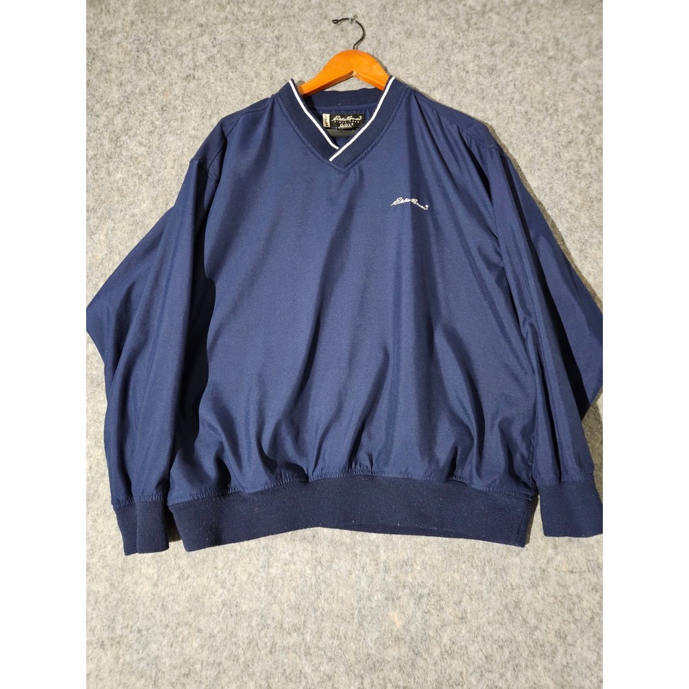 Eddie Bauer Golf Windbreaker Mens Blue EBTEK V-Neck Pullover Long Sleeve S