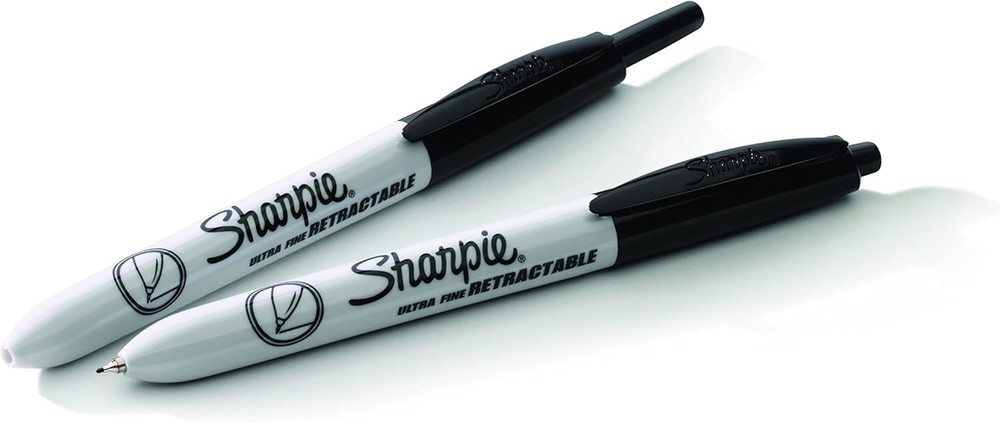 Retractable Permanent Markers Ultra Fine Point Black 2 Count