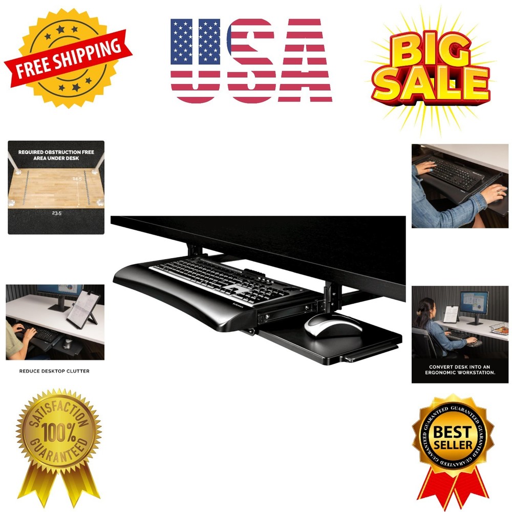 Office Suites Underdesk Keyboard Drawer, Black/Silver