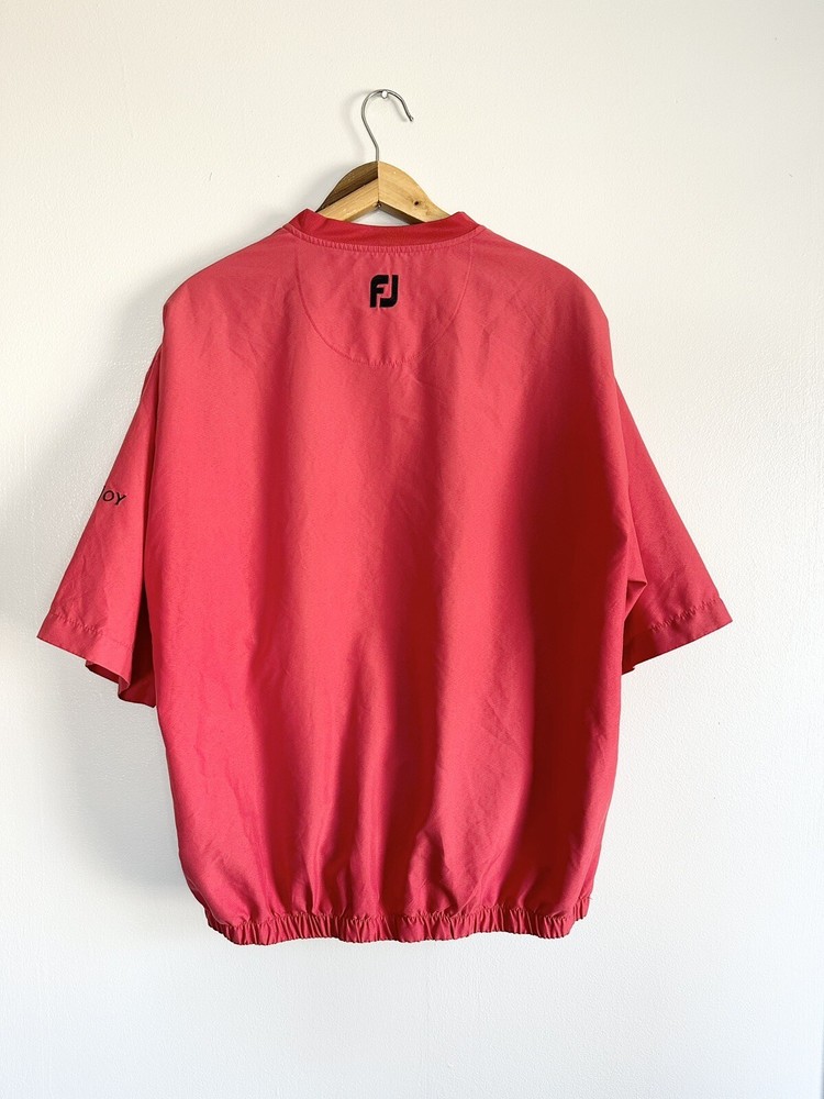 FootJoy Men’s Pullover Windbreaker Short Sleeves Size M Pockets Red
