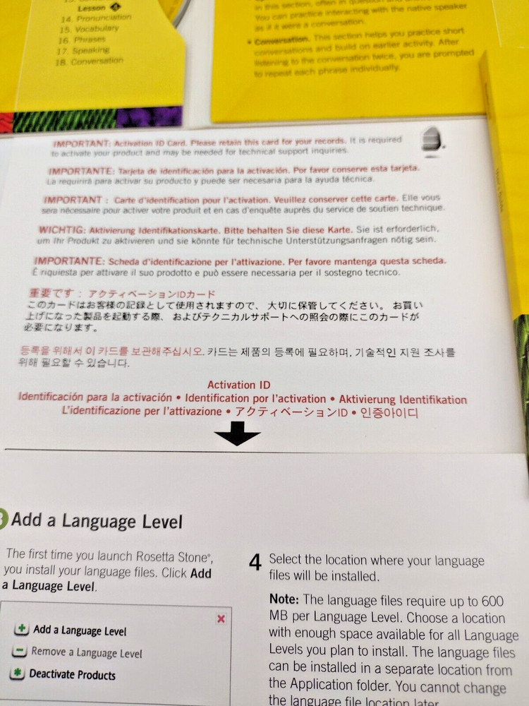 Rosetta Stone Italiano Version 3 Level 1 Italian Language Set w Activation Code