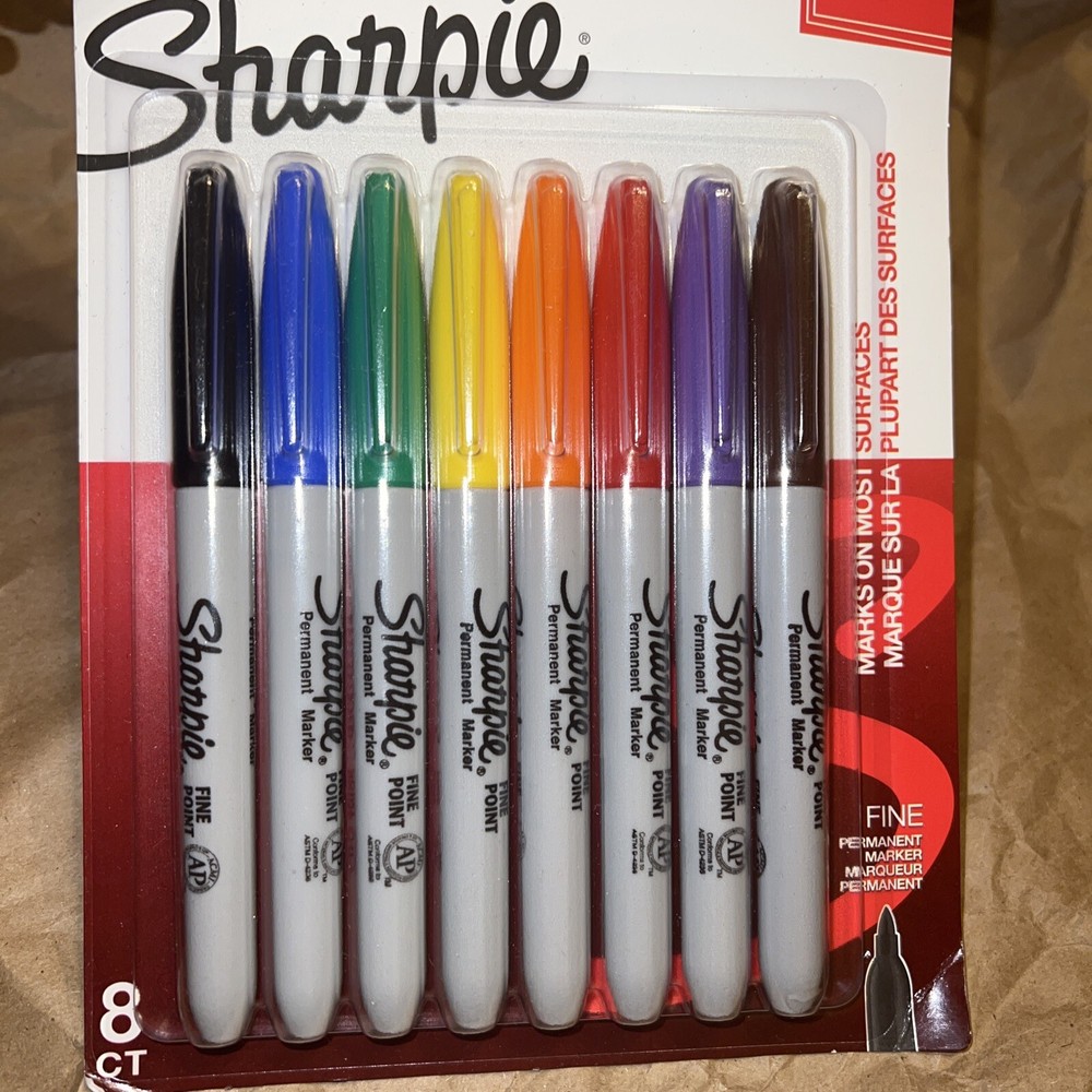 BN Sealed Sharpie Permanent Markers, Fine Point / 8 Ct - Pack, Assorted Colors