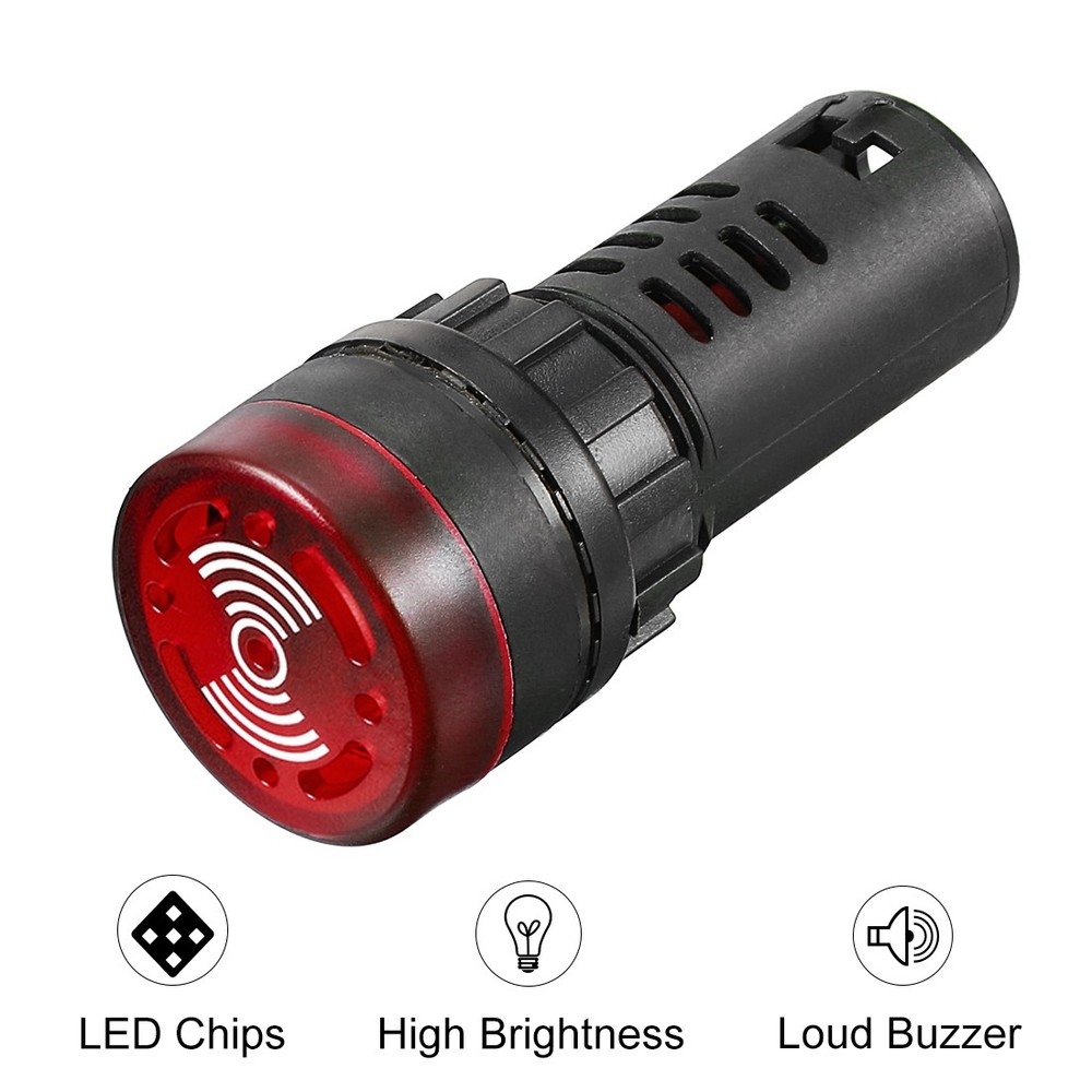 5PACK AC/DC 110V Light Panel Indicator Flashing Alarm with Buzzer Red LED