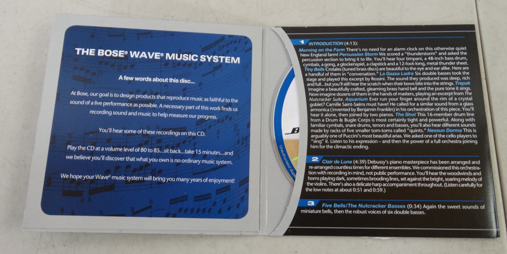 Official Bose Wave Music System Discs Owners Demonstration Disc Original