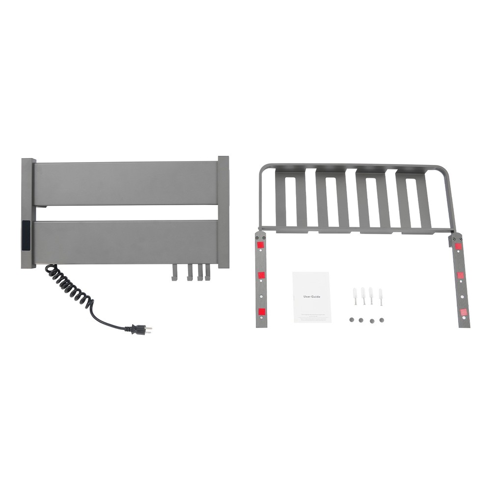 Electric Towel Warmer, Wall Mounted Heated Towel Racks Bathroom Foldable Grey