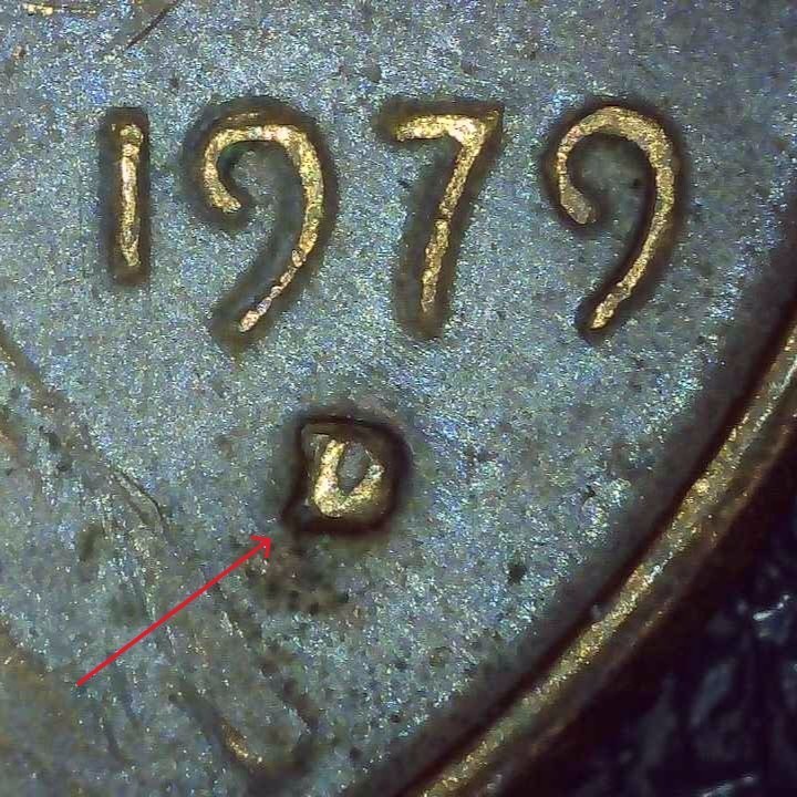 1979 D Lincoln Penny error repunched mintmark