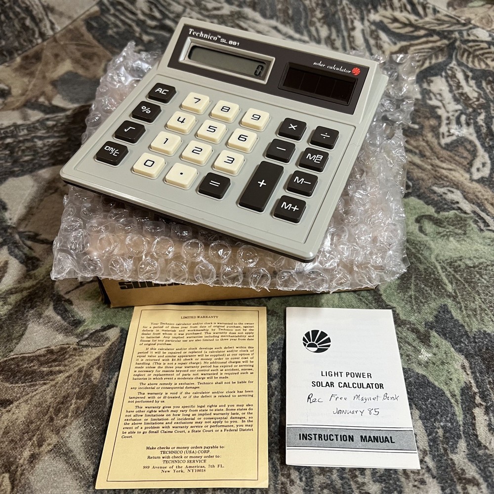VTG Technico SL881 Solar Powered Calculator - Works Nostalgic Math Tool Tan