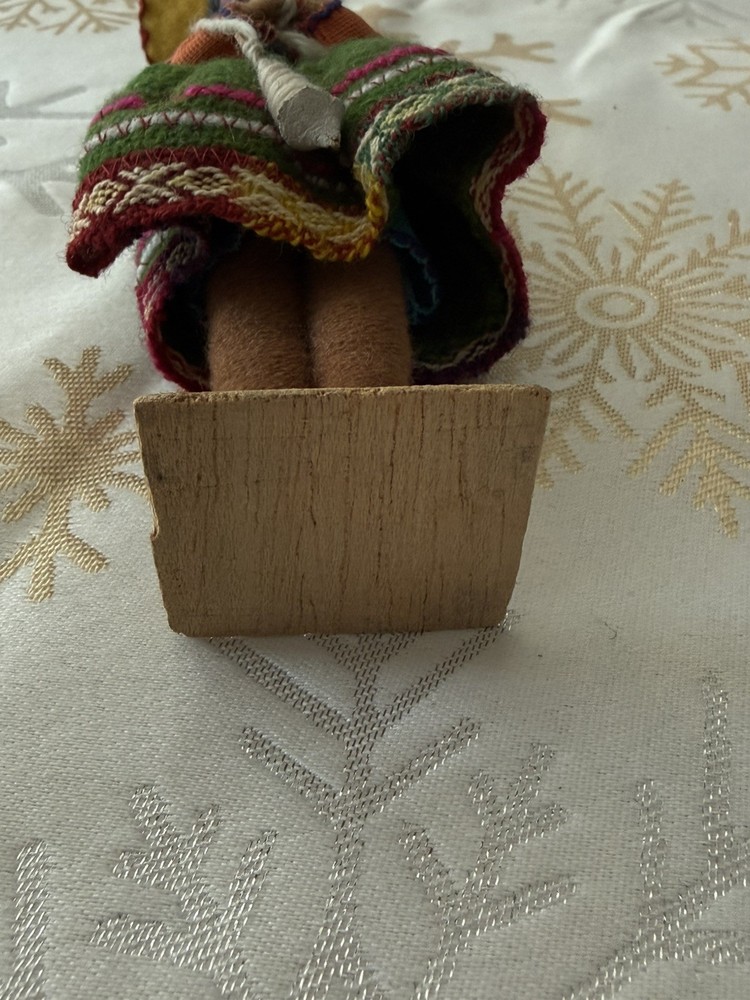 Vintage Peruvian Folk Art Doll, Handmade 8” Tall